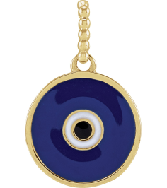 R50047 Pendant 10K Yellow 16.5 X 12.3 Mm Polished Blue Enameled Evil Eye Pendant