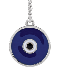 R50047 Pendant 10K White 16.5 X 12.3 Mm Polished Blue Enameled Evil Eye Pendant