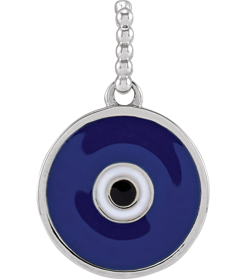 R50047 Pendant 10K White 16.5 X 12.3 Mm Polished Blue Enameled Evil Eye Pendant