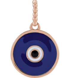 R50047 Pendant 10K Rose 16.5 X 12.3 Mm Polished Blue Enameled Evil Eye Pendant
