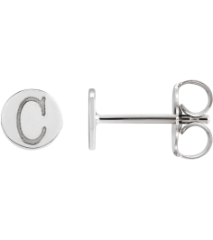88265 Earring 14K White 5 X 5 Mm Each Friction Back Included Polished Engravable Disc Earring