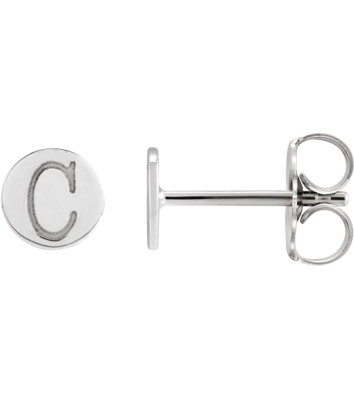 88265 Earring 14K White 5 X 5 Mm Each Friction Back Included Polished Engravable Disc Earring