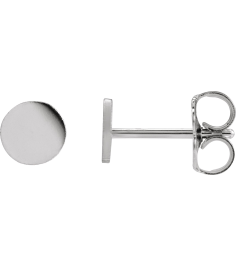 88265 Earring 14K White 5 X 5 Mm Each Friction Back Included Polished Engravable Disc Earring