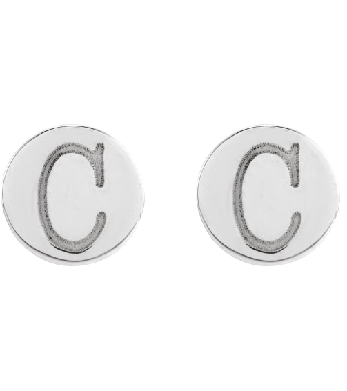 88265 Earring 14K White 5 X 5 Mm Each Friction Back Included Polished Engravable Disc Earring