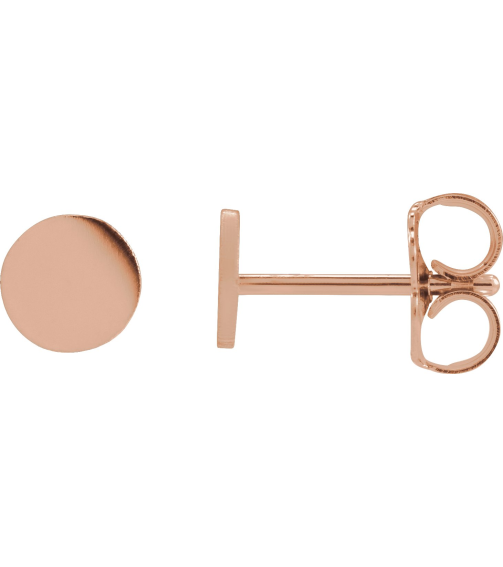 88265 Earring 14K Rose 5 X 5 Mm Each Friction Back Included Polished Engravable Disc Earring