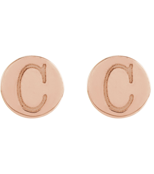 88265 Earring 14K Rose 5 X 5 Mm Each Friction Back Included Polished Engravable Disc Earring