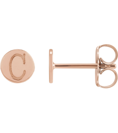 88265 Earring 14K Rose 5 X 5 Mm Each Friction Back Included Polished Engravable Disc Earring
