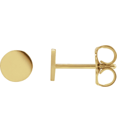 88265 Earring 14K Yellow 5 X 5 Mm Each Friction Back Included Polished Engravable Disc Earring