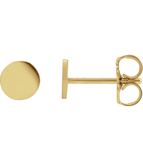 88265 Earring 14K Yellow 5 X 5 Mm Each Friction Back Included Polished Engravable Disc Earring