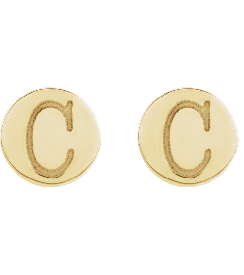 88265 Earring 14K Yellow 5 X 5 Mm Each Friction Back Included Polished Engravable Disc Earring