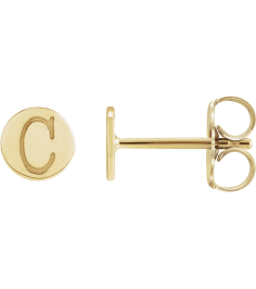 88265 Earring 14K Yellow 5 X 5 Mm Each Friction Back Included Polished Engravable Disc Earring