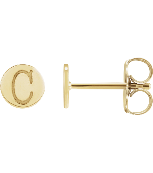 88265 Earring 14K Yellow 5 X 5 Mm Each Friction Back Included Polished Engravable Disc Earring
