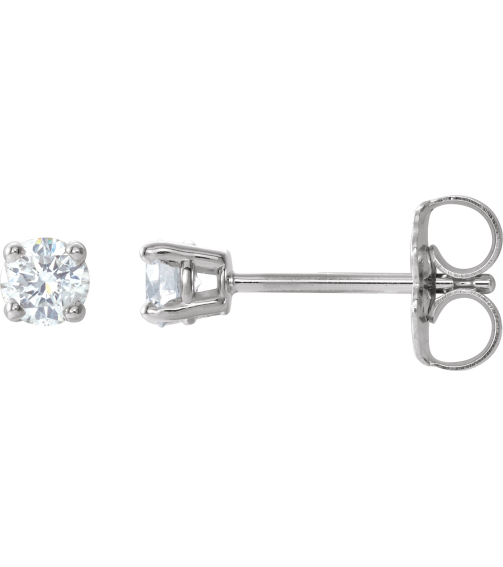 1874 14K White Set Round Natural Diamond Pair 2.75Mm 16 Ctw I1, G-H Friction Friction Backs Included 4-Prong Polished 16 Ctw Natural Diamond Stud Earrings