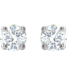 1874 14K White Set Round Natural Diamond Pair 2.75Mm 16 Ctw I1, G-H Friction Friction Backs Included 4-Prong Polished 16 Ctw Natural Diamond Stud Earrings