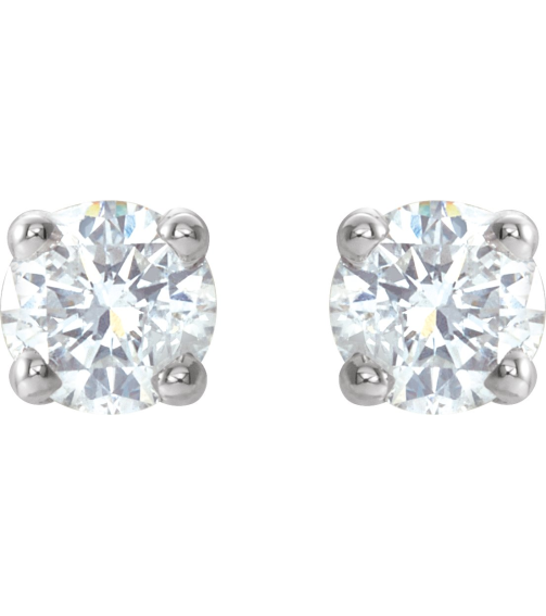 1874 14K White Set Round Natural Diamond Pair 2.75Mm 16 Ctw I1, G-H Friction Friction Backs Included 4-Prong Polished 16 Ctw Natural Diamond Stud Earrings