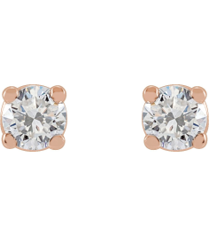 1874 14K Rose Set Round Natural Diamond Pair 2.75Mm 16 Ctw I1, G-H Friction Friction Backs Included 4-Prong Polished 16 Ctw Natural Diamond Stud Earrings