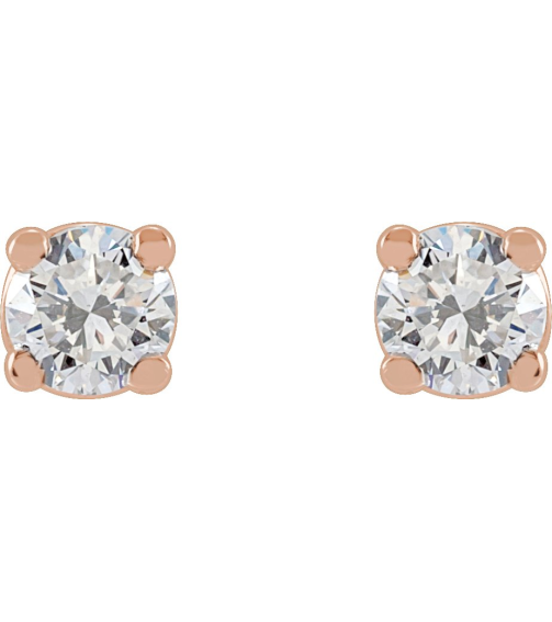 1874 14K Rose Set Round Natural Diamond Pair 2.75Mm 16 Ctw I1, G-H Friction Friction Backs Included 4-Prong Polished 16 Ctw Natural Diamond Stud Earrings