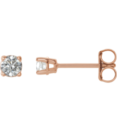 1874 14K Rose Set Round Natural Diamond Pair 3.75Mm 38 Ctw I1, G-H Friction Friction Backs Included 4-Prong Polished 38 Ctw Natural Diamond Lightweight Basket Earring Mounting