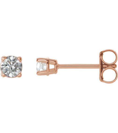 1874 14K Rose Set Round Natural Diamond Pair 3.75Mm 38 Ctw I1, G-H Friction Friction Backs Included 4-Prong Polished 38 Ctw Natural Diamond Lightweight Basket Earring Mounting