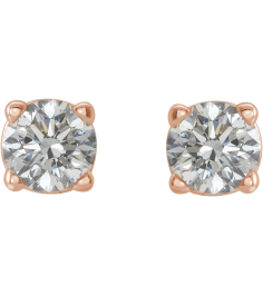 1874 14K Rose Set Round Natural Diamond Pair 3.75Mm 38 Ctw I1, G-H Friction Friction Backs Included 4-Prong Polished 38 Ctw Natural Diamond Lightweight Basket Earring Mounting