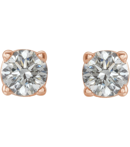 1874 14K Rose Set Round Natural Diamond Pair 3.75Mm 38 Ctw I1, G-H Friction Friction Backs Included 4-Prong Polished 38 Ctw Natural Diamond Lightweight Basket Earring Mounting