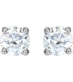 1874 14K White Set Round Natural Diamond Pair 3.75Mm 38 Ctw I1, G-H Friction Friction Backs Included 4-Prong Polished 38 Ctw Natural Diamond Lightweight Basket Earring Mounting