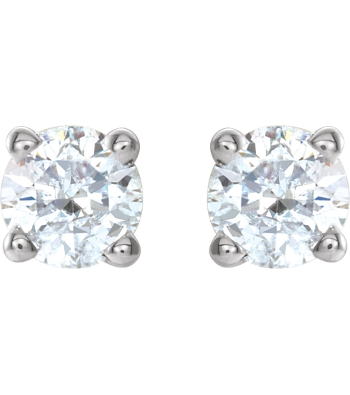 1874 14K White Set Round Natural Diamond Pair 3.75Mm 38 Ctw I1, G-H Friction Friction Backs Included 4-Prong Polished 38 Ctw Natural Diamond Lightweight Basket Earring Mounting