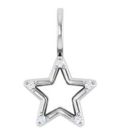 88486 Pendant Set 14K White Star Natural Diamond Round 1.2 Mm I1, G-H 0.03 Ctw Polished .03 Ctw Natural Diamond Accented Star Pendant