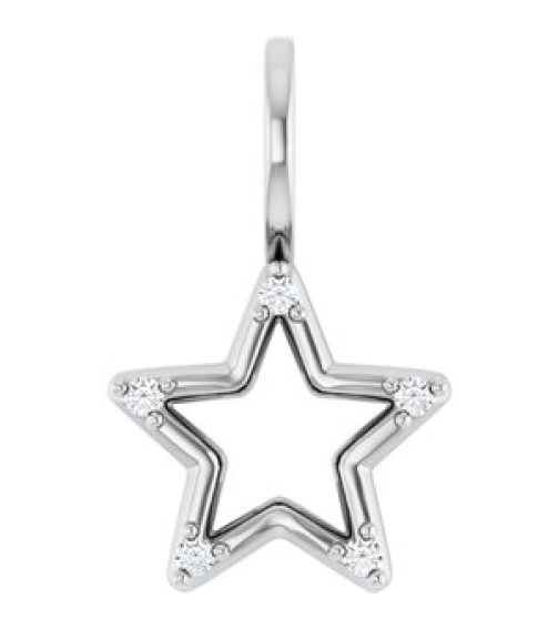 88486 Pendant Set 14K White Star Natural Diamond Round 1.2 Mm I1, G-H 0.03 Ctw Polished .03 Ctw Natural Diamond Accented Star Pendant