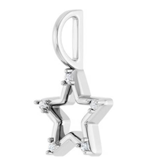 88486 Pendant Set 14K White Star Natural Diamond Round 1.2 Mm I1, G-H 0.03 Ctw Polished .03 Ctw Natural Diamond Accented Star Pendant