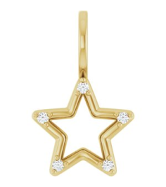 88486 Pendant Set 14K Yellow Star Natural Diamond Round 1.2 Mm I1, G-H 0.03 Ctw Polished .03 Ctw Natural Diamond Accented Star Pendant