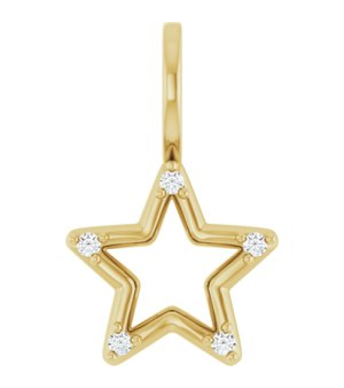 88486 Pendant Set 14K Yellow Star Natural Diamond Round 1.2 Mm I1, G-H 0.03 Ctw Polished .03 Ctw Natural Diamond Accented Star Pendant