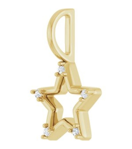 88486 Pendant Set 14K Yellow Star Natural Diamond Round 1.2 Mm I1, G-H 0.03 Ctw Polished .03 Ctw Natural Diamond Accented Star Pendant
