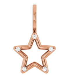 88486 Pendant Set 14K Rose Star Natural Diamond Round 1.2 Mm I1, G-H 0.03 Ctw Polished .03 Ctw Natural Diamond Accented Star Pendant