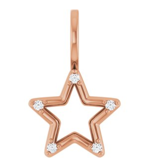 88486 Pendant Set 14K Rose Star Natural Diamond Round 1.2 Mm I1, G-H 0.03 Ctw Polished .03 Ctw Natural Diamond Accented Star Pendant