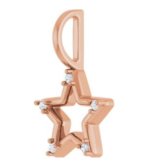 88486 Pendant Set 14K Rose Star Natural Diamond Round 1.2 Mm I1, G-H 0.03 Ctw Polished .03 Ctw Natural Diamond Accented Star Pendant