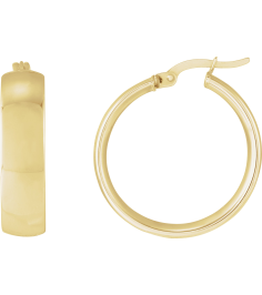 689015 Earring 14K Yellow 20 Mm 6 Mm Pair Catch Polished Hoop Earrings
