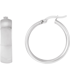 689015 Earring 14K White 20 Mm 6 Mm Pair Catch Polished Hoop Earrings