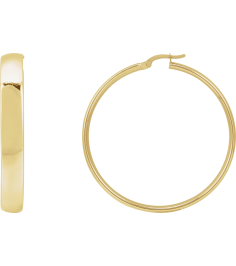 689015 Earring 14K Yellow 40 Mm 6 Mm Pair Catch Polished Hoop Earrings