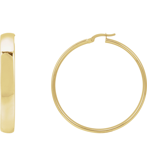 689015 Earring 14K Yellow 40 Mm 6 Mm Pair Catch Polished Hoop Earrings