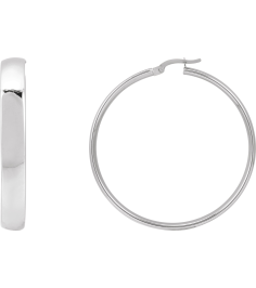 689015 Earring 14K White 40 Mm 6 Mm Pair Catch Polished Hoop Earrings