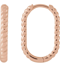 88449 Earring 14K Rose 20 X 12.5 Mm 2.3 Mm Each Hinged Polished Elongated Oval Rope Huggie
