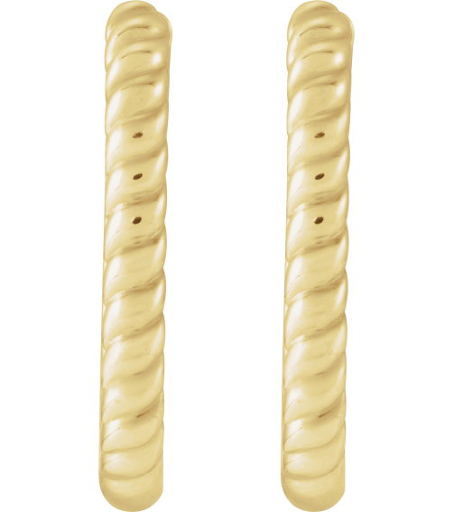 88449 Earring 14K Rose 20 X 12.5 Mm 2.3 Mm Each Hinged Polished Elongated Oval Rope Huggie