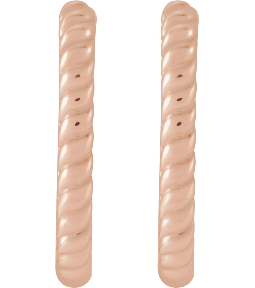 88449 Earring 14K Rose 20 X 12.5 Mm 2.3 Mm Pair Hinged Polished Elongated Oval Rope Huggies