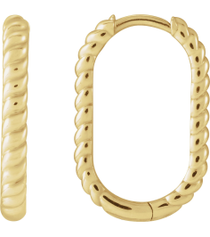 88449 Earring 14K Yellow 20 X 12.5 Mm 2.3 Mm Each Hinged Polished Elongated Oval Rope Huggie