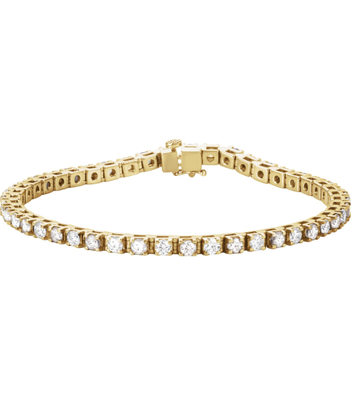 Brc12 Bracelet Set 14K Yellow Round Natural Diamond 3Mm 4 34 Ctw I1, G-H 7 In Polished Line Bracelet
