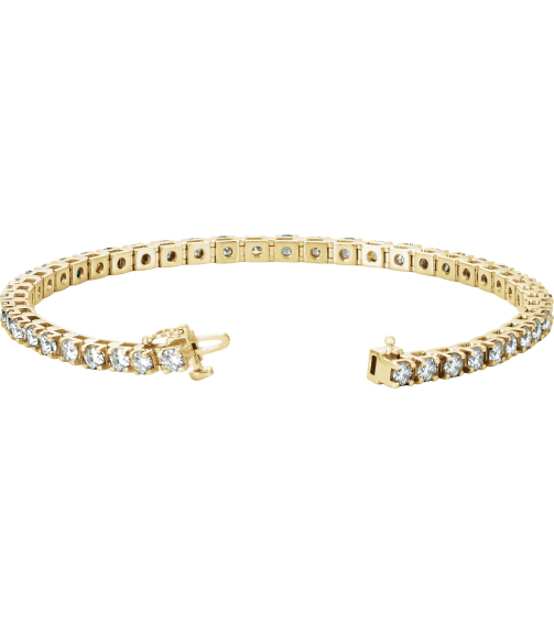 Brc12 Bracelet Set 14K Yellow Round Natural Diamond 3Mm 4 34 Ctw I1, G-H 7 In Polished Line Bracelet