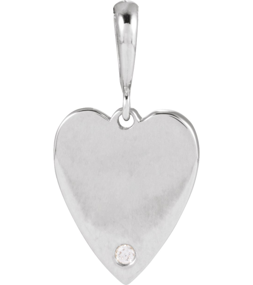 88480 Pendant Set 14K White Round Natural Diamond 1.3Mm 0.01 Ct I1, G-H Polished .01 Ct Natural Diamond Heart Pendant
