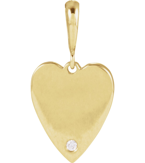 88480 Pendant Set 14K Yellow Round Natural Diamond 1.3Mm 0.01 Ct I1, G-H Polished .01 Ct Natural Diamond Heart Pendant