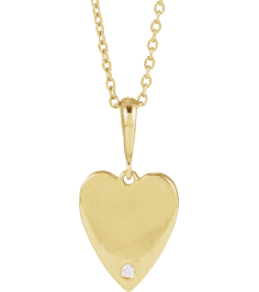 88480 Necklace Set 14K Yellow Round Natural Diamond 1.3Mm 0.01 Ct I1, G-H 16-18 In Polished .01 Ct Natural Diamond Heart Necklace